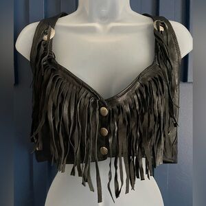 Faux leather biker top